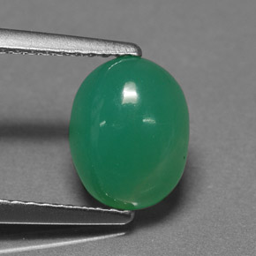 Crisoprasio naturale verde da 1,96 ct, taglio ovale, traslucido