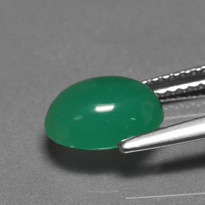 Crisoprasio naturale verde da 1,96 ct, taglio ovale, traslucido