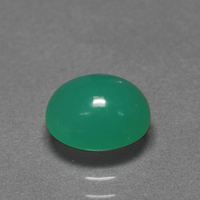 Crisoprasio naturale verde da 1,76 ct, taglio ovale, traslucido