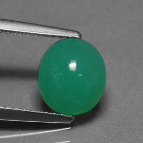 Crisoprasio naturale verde da 1,76 ct, taglio ovale, traslucido