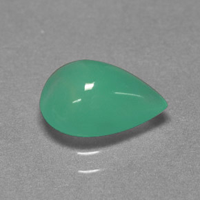 Crisoprasio naturale verde da 1,62 ct, taglio a pera, traslucido