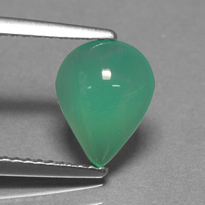 Crisoprasio naturale verde da 1,62 ct, taglio a pera, traslucido