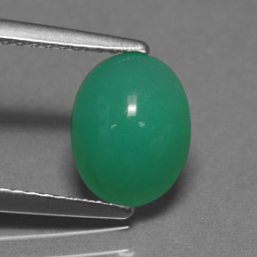 Crisoprasio naturale verde da 1,72 ct, taglio ovale, traslucido