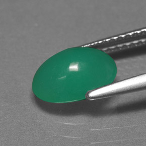 Crisoprasio naturale verde da 1,72 ct, taglio ovale, traslucido