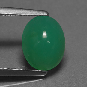 Crisoprasio verde naturale da 1,73 ct, taglio ovale, traslucido