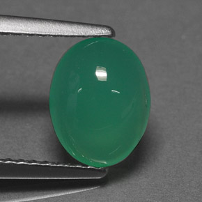 Crisoprasio naturale verde da 1,67 ct, taglio ovale, traslucido