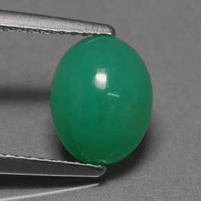 Crisoprasio naturale verde da 1,98 ct, taglio ovale, traslucido