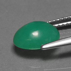 Crisoprasio naturale verde da 1,98 ct, taglio ovale, traslucido