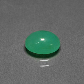 Crisoprasio naturale verde da 1,90 ct, taglio ovale, traslucido