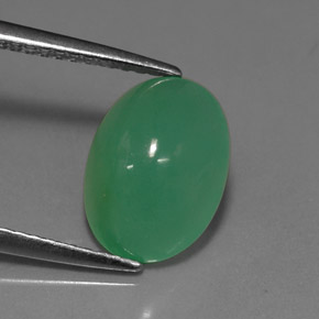Crisoprasio naturale verde da 3,18 ct, taglio ovale, traslucido