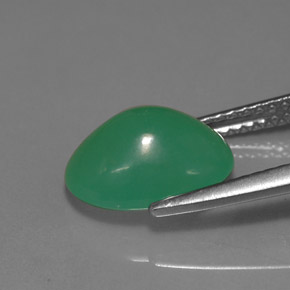 Crisoprasio naturale verde da 3,18 ct, taglio ovale, traslucido