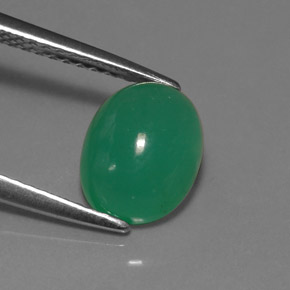 Crisoprasio naturale verde da 2,14 ct, taglio ovale, traslucido