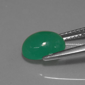 Crisoprasio naturale verde da 2,14 ct, taglio ovale, traslucido