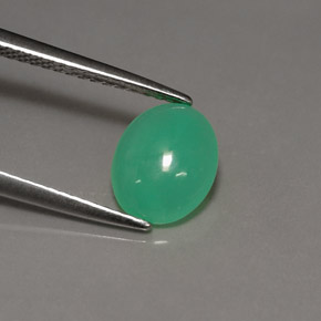 Crisoprasio Verde naturale da 1.21 ct, Taglio ovale, Traslucido