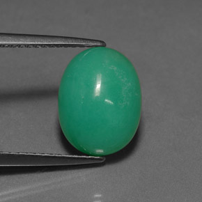 Crisoprasio naturale verde da 4,05 ct, taglio ovale, traslucido