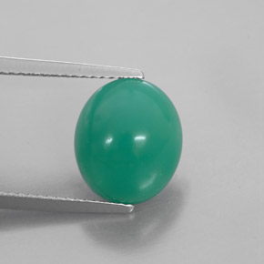 Crisoprasio naturale verde da 4,38 ct, taglio ovale, traslucido