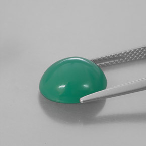 Crisoprasio naturale verde da 4,38 ct, taglio ovale, traslucido