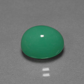 Crisoprasio naturale verde da 3,93 ct, taglio ovale, traslucido