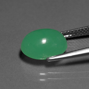 Crisoprasio naturale verde da 4,22 ct, trasparente, trasparente/traslucido