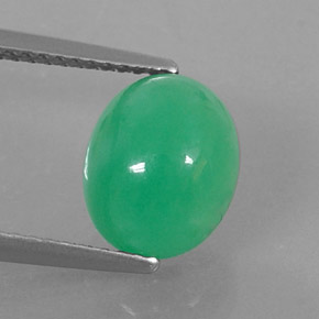 Crisoprasio naturale verde da 3,45 ct, taglio ovale, opaco