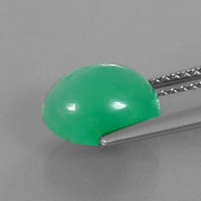 Crisoprasio naturale verde da 3,45 ct, taglio ovale, opaco