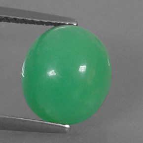 Crisoprasio naturale verde da 3,95 ct, taglio ovale, opaco
