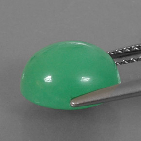 Crisoprasio naturale verde da 3,95 ct, taglio ovale, opaco