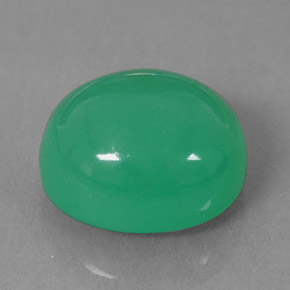 Crisoprasio naturale verde da 5,35 ct, taglio ovale, traslucido