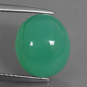 Crisoprasio naturale verde da 5,35 ct, taglio ovale, traslucido