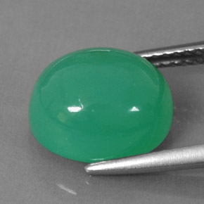 Crisoprasio naturale verde da 5,35 ct, taglio ovale, traslucido