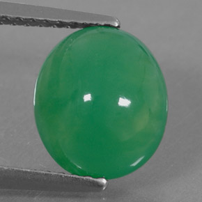 Crisoprasio naturale verde da 2,68 ct, taglio ovale, traslucido