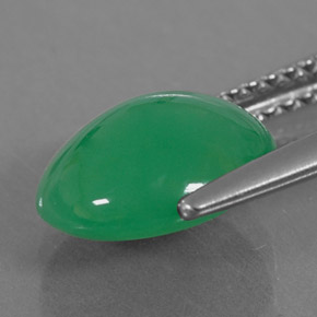Crisoprasio naturale verde da 2,68 ct, taglio ovale, traslucido