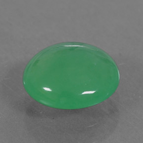 Crisoprasio naturale verde da 1,27 ct, taglio ovale, traslucido