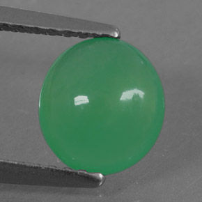 Crisoprasio naturale verde da 1,27 ct, taglio ovale, traslucido