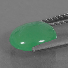 Crisoprasio naturale verde da 1,27 ct, taglio ovale, traslucido