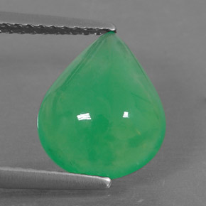 Crisoprasio naturale verde da 2,68 ct, taglio a pera, traslucido