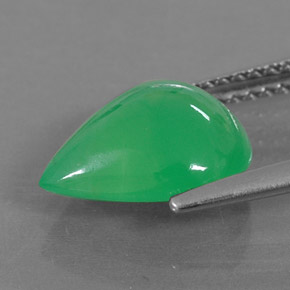 Crisoprasio naturale verde da 2,68 ct, taglio a pera, traslucido