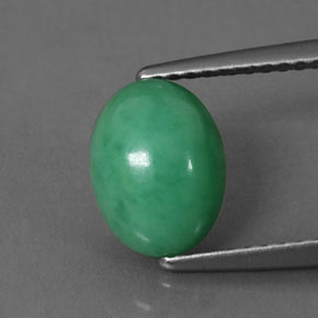 Crisoprasio naturale verde da 2,03 ct, taglio ovale, opaco