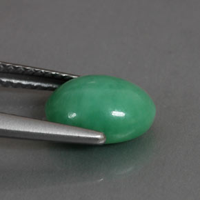 Crisoprasio naturale verde da 2,03 ct, taglio ovale, opaco