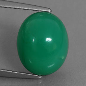 Crisoprasio naturale verde da 5,34 ct, taglio ovale, traslucido