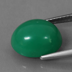 Crisoprasio naturale verde da 5,34 ct, taglio ovale, traslucido