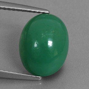 Crisoprasio naturale verde da 3,90 ct, taglio ovale, opaco