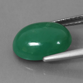 Crisoprasio naturale verde da 3,90 ct, taglio ovale, opaco