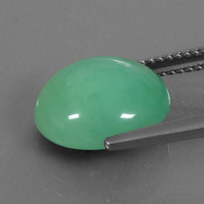 Crisoprasio naturale verde da 6,16 ct, taglio ovale, opaco