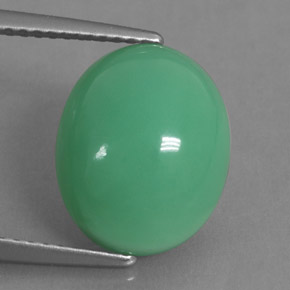 Crisoprasio naturale verde da 5,43 ct, taglio ovale, opaco