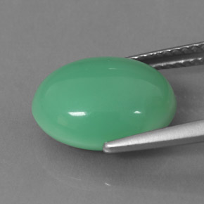 Crisoprasio naturale verde da 5,43 ct, taglio ovale, opaco