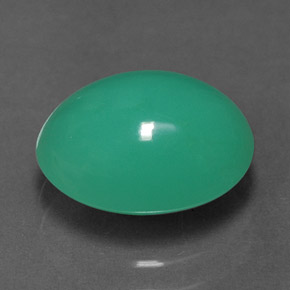 Crisoprasio naturale verde da 2,58 ct, taglio ovale, traslucido