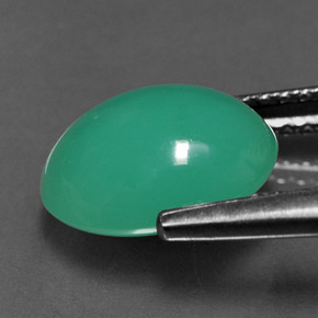 Crisoprasio naturale verde da 2,58 ct, taglio ovale, traslucido
