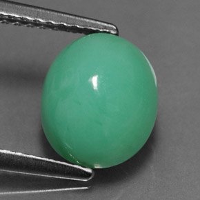 Crisoprasio naturale verde da 2,84 ct, taglio ovale, opaco