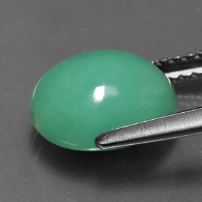 Crisoprasio naturale verde da 2,84 ct, taglio ovale, opaco